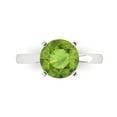 thumbnail image 2 of 3ct round cut green natural peridot 18k white gold Bridal Wedding Engagement Promise Anniversary Ring for Women size 6.5, 2 of 7