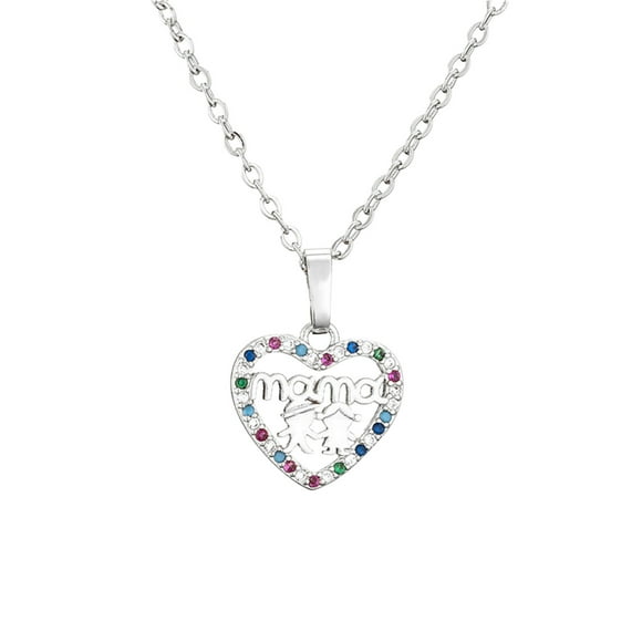 Collier Pendentif Micro-Incrusté de Diamants Amour Maman Garçon Fille Cadeau de la Fête des Mères le Meilleur Cadeau pour un Être Cher