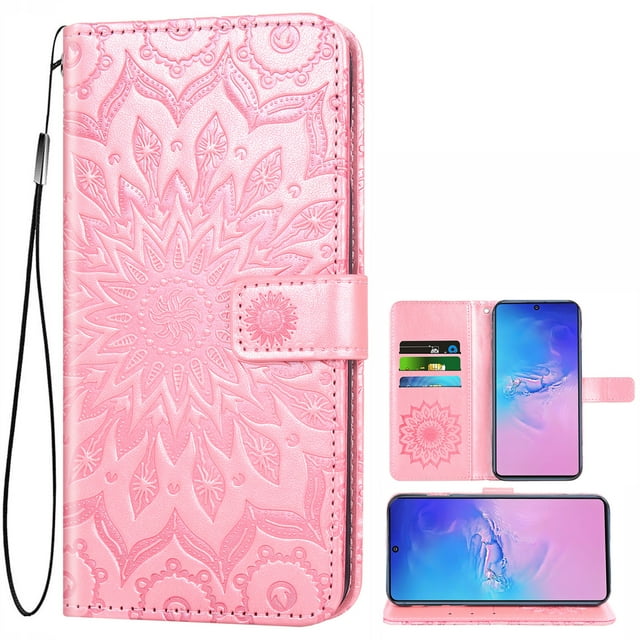 Étui de Téléphone pour Samsung Galaxy S10 Lite, Étui Portefeuille Folio à Rabat, Porte-Cartes en Cuir PU avec Fentes, Protection Intégrale Robuste, Support, Étui de Protection pour Téléphone pour Galaxy S10 Lite Femmes, Or Rose