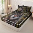 thumbnail image 2 of Homewish Green Camo Us Flag Wolf Print Zipper Twin Comforter Sets with Fitted Sheet and 2 Pillowcases,Patriotic Wildlife Zipper Bedding Set For Men And Women,Reversible,4-Piece, 2 of 7