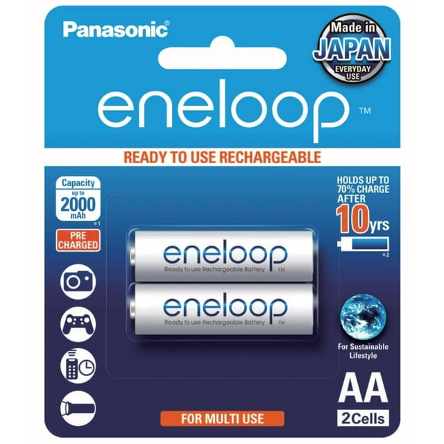 PILA PANASONIC RECARGABLE ENELOOP AA CON 2 UNIDADES 2000 MAH azul 1