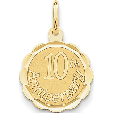 - Leslies Fine Jewelry Designer 14k Yellow Gold Happy 10th Anniversary (16x23mm) Pendant Gift