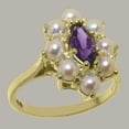 thumbnail image 2 of LBG British Made Solid 18k Yellow Gold ring with Natural Amethyst & Cultured Pearl Womens Engagement Ring - 33 size options - Size 9.75, 2 of 6