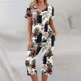 thumbnail image 6 of Womens 4th of July Pajama Sets Independece Day Patriotic Star Print Nightwears Short Sleeve Top and Capri Pants PJ Sets, 6 of 6
