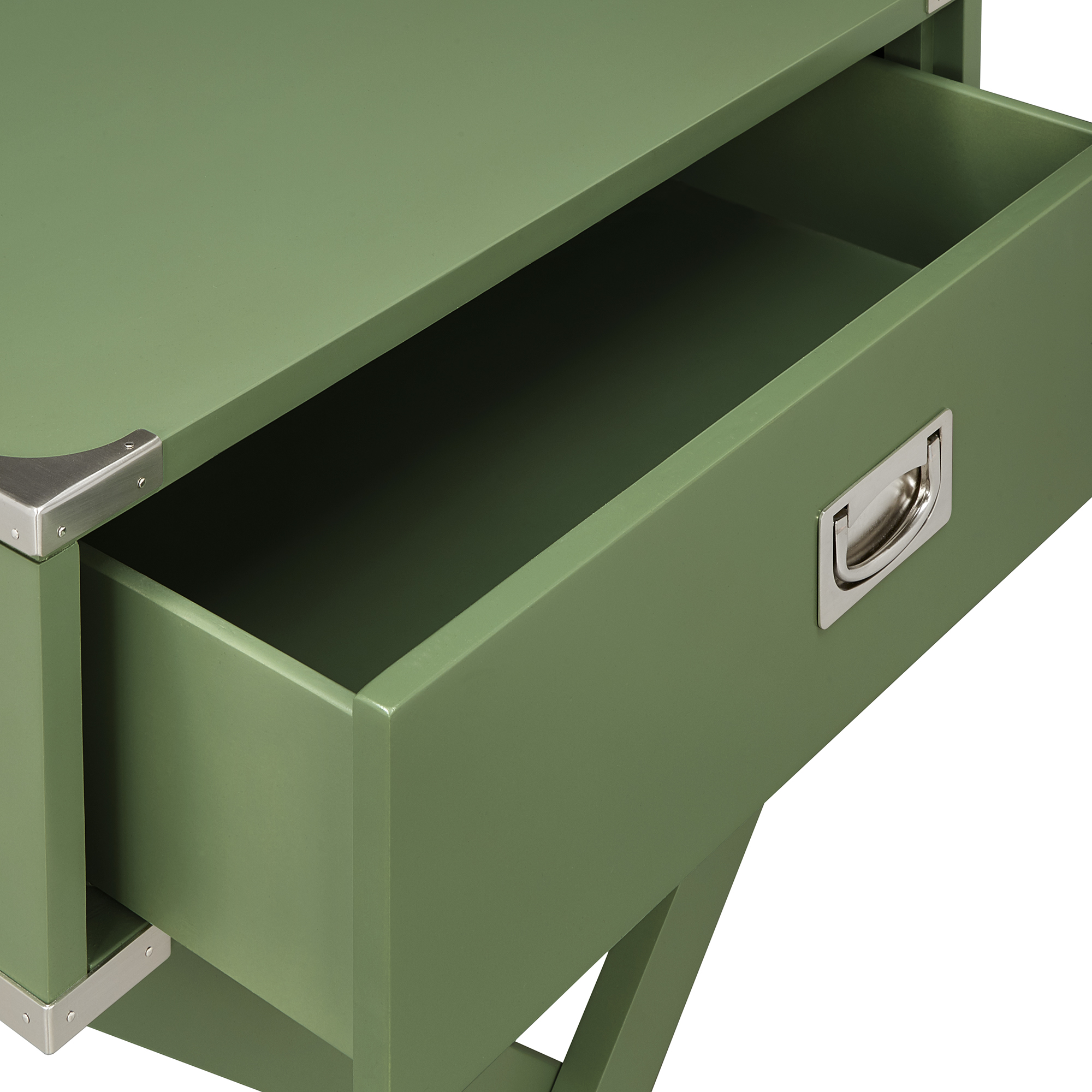 Weston Home Modern End Table with X-Base Legs and Drawer, Meadow Green