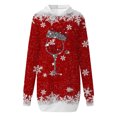 thumbnail image 4 of Fiaer Christmas Womens Sweatshirts Dress Oversized Baggy Hoodie Snowflake Glass Printed Long Sleeve Pocket Xmas Tops with Pocket Red XL, 4 of 5