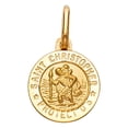 thumbnail image 1 of 14k Yellow Gold Religious Saint Christopher Protect Us Round Medal Disc, 13mm (13mm x 13mm), 1 of 2