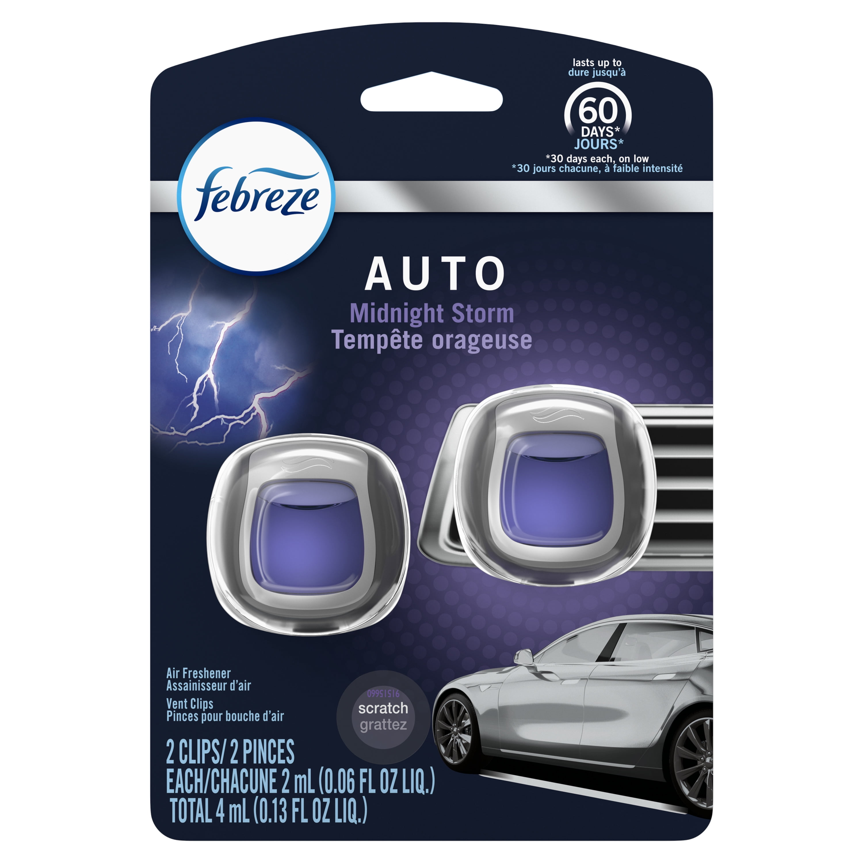 Febreze AUTO Air Freshener Vent Clips, Midnight Storm