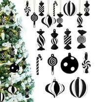 SMKE Christmas Tree Ornaments PVC Xmas Candy Cane Lollipop Ornament Christmas Hanging Decors Birthday Party Decoration Crafts for Holiday Xmas Tree Party (10pc,Black and White)