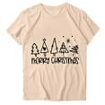 thumbnail image 3 of Navidad Mujeres Tops, Cuello Redondo Manga Corta Impresa Camiseta, Vintage Holiday Humor Tee Top, 3 of 4