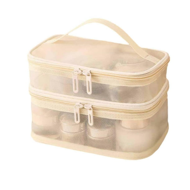 Portable Mesh Travel Cosmetic Storage Bag Large Capacity Lightweight Toiletry Bag for Home Hotel Makeup
