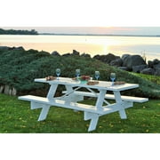 DuraTrel 6' Traditional White Vinyl Picnic Table