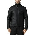 thumbnail image 6 of LEDUNTINO Men's Stand Collar Winter PU Faux Leather Fleece Lined Zip-Up Motorcycle Bomber Jacket Slim Fit Biker Coat, 6 of 7