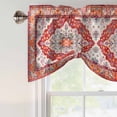thumbnail image 4 of Orange Red Boho Tie Up Valance Curtains for Windows, Kitchen Curtains Window Treatments, Vintage Flower Tribal Distressed Printed Short Window Shades Valances for Bedroom Bathroom Cafe 42"x12", 4 of 8