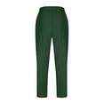 thumbnail image 4 of Karight Linen Pants for Women Summer Casual High Waisted Drawstring White Beach Pant Army Green, 4 of 6