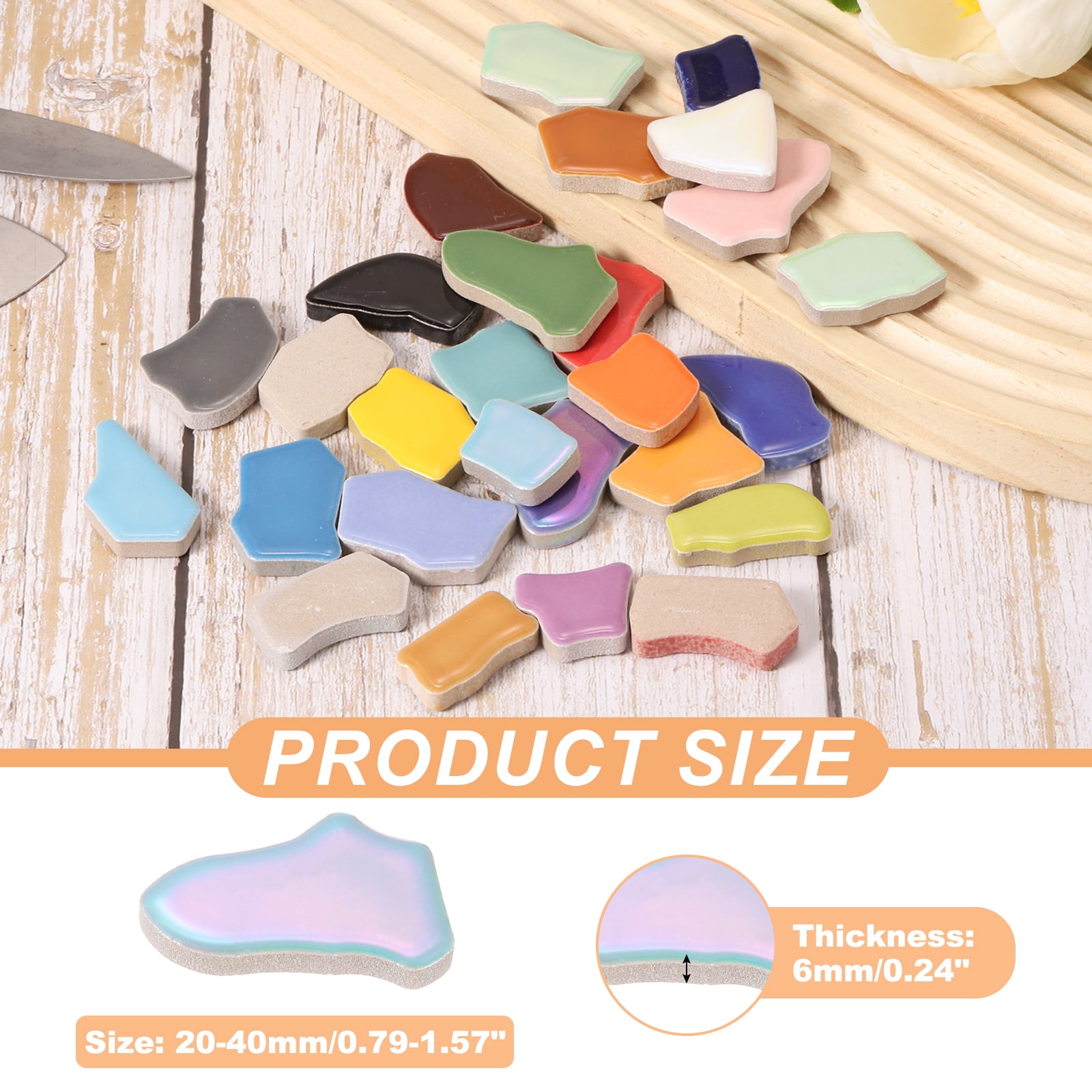 Uxcell 500g/1.1LB Irregular Ceramics Mosaic Tiles, 0.79"-1.57" Mosaic Stained Tile Broken Porcelain Pieces Stones Bulk for DIY Craft Making Vases Home Decoration, Shiny Blue
