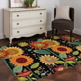 thumbnail image 3 of 3'x5' Area Rugs, Vintage Sunflower Indoor Outdoor Area Rug for Living Room Bedroom, Black Boho Ethnic Summer Botanical Washable Bathroom Rugs Kitchen Floor Carpet Mats Home Decor Aesthetic, 3 of 8