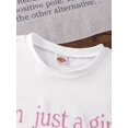 thumbnail image 3 of Stylish White Short-Sleeve T-Shirt with Pink Bow Design - "I'M JUST A GIRL" Print - Loose Fit, Round Neck, Summer Casual Top for Girls, Perfect for School, Outings, and Vacations, Everyday Youngsters, 3 of 6