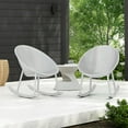 thumbnail image 3 of 2xhome Set of 2 Modern Oval Chairs, Contemporary Accent Lounge Chairs with Perforated Breathable Egg Shaped Pod Seat for Kitchen, Dining, Patio, Indoor Outdoor, Beige, 3 of 11