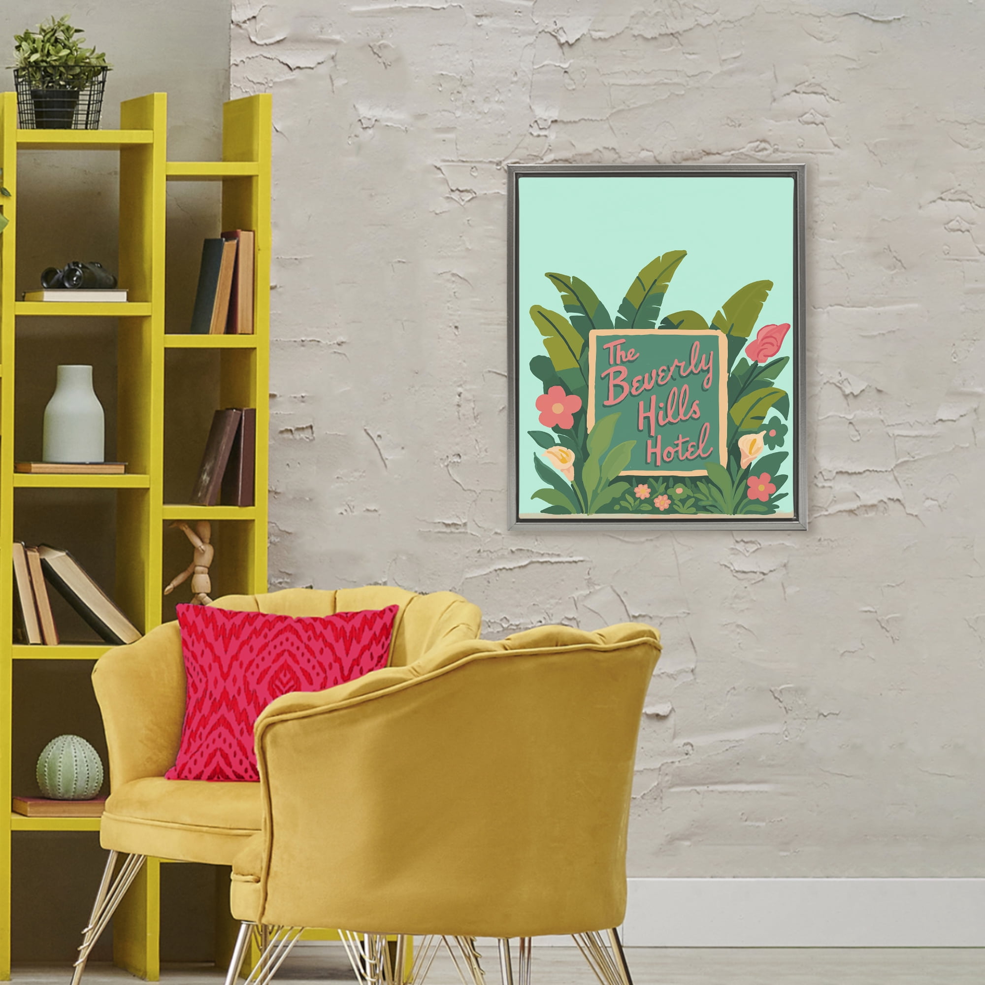 Stupell Industries Beverly Hills Hotel Gray Framed Floater Canvas Wall Art, design by Amelia Noyes