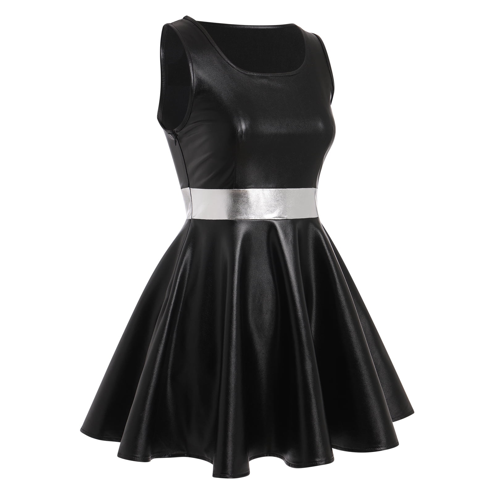 black pvc skater dress BlackMilk Clothing