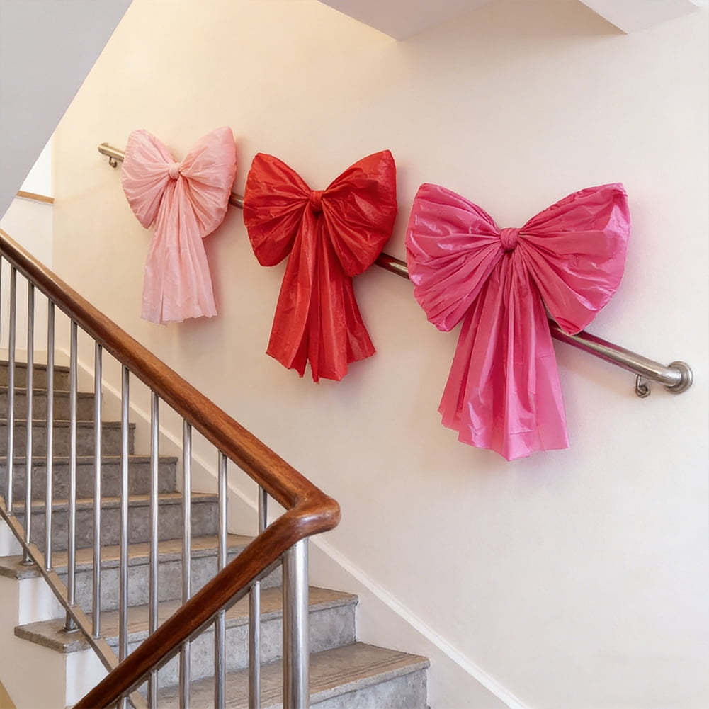 Yucurem 6 Pack DIY Giant Wall Bows, Hanging Coquette Ribbon Bowknot Backdrop Decor for Valentine's Day Birthday Wedding Party Supplies