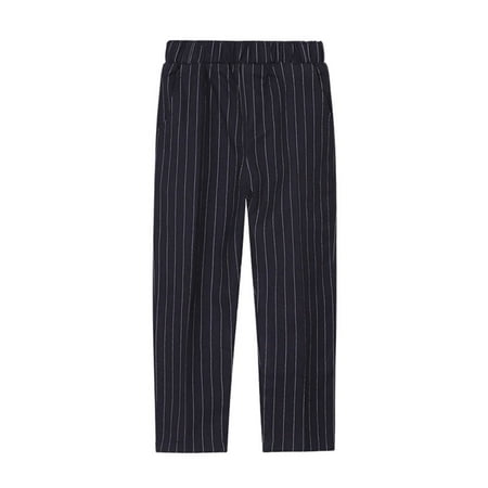 

JWZUY (2-13Years)Toddler Kids Big Boy Fashion Solid Stripe Casual Suit Pants Trousers Pleated Slack Pants Black 150