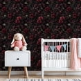thumbnail image 3 of Peel and Stick Wallpaper Deep Burgundy Roses Dark Floral Black Wall Mural 23.6in x 9.8ft Self Adhesive Removable Wall Paper Renter Friendly Wallpaper for Nursery Bedroom Cabinets, 3 of 8