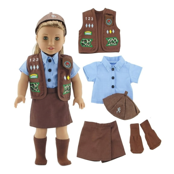 Emily Rose 18-Inch Doll Modern 5-Piece Brownie Uniform Outfit