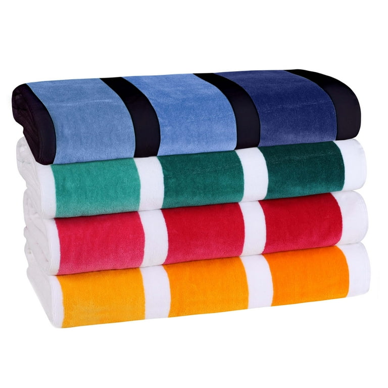 Superior Stripe Cotton Bath Towel - Set of 2 - Blue