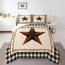 Manfei Boys Girls Texas Star Full Size Comforter Sets 3-Piece,Geometric Plaid Bedding Comforter Set,Western Theme Lightweight Bedding Sets,Microfiber Bedroom Decor