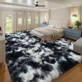 thumbnail image 3 of Janvonne 8x10 Fluffy Shag Area Rug, Modern Soft Plush Fuzzy Carpet for Living Room Bedroom, Non-Slip Floor Rug for Kids Girls Room Nursery, Tie-dye Black and White, 3 of 8