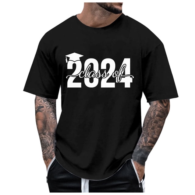 toraway Chemises pour Hommes T-Shirts Graphiques T-Shirts d'Été pour Hommes Campus Manches Courtes Col Rond Manches Courtes T-Shirt de Remise des Diplômes 2024 S