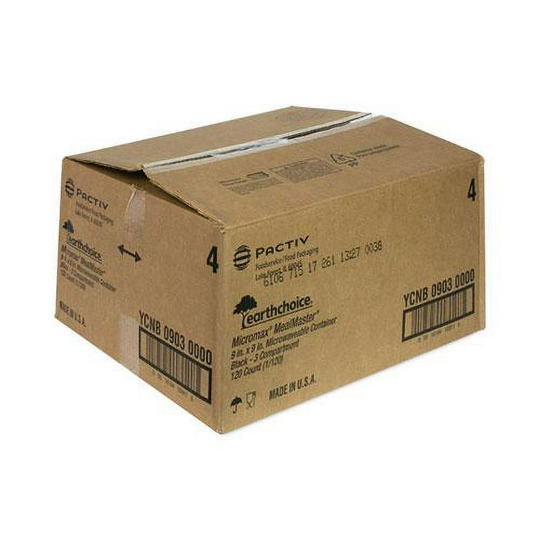 EarthChoice SmartLock Microwavable MFPP Hinged Lid Container, 3-Compartment, 9.33 x 8.88 x 3.1, Black, Plastic, 120/Carton EarthChoice SmartLock Microwavable MFPP Hinged Lid Container, 3-Compartment, 9.33 x 8.88 x 3.1, Black, Plastic, 120/Carton