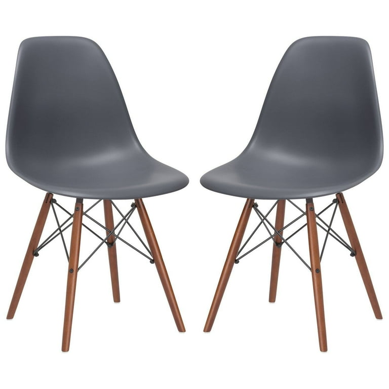 Poly Bark Vortex Side Chair with Walnut Legs Set of 4