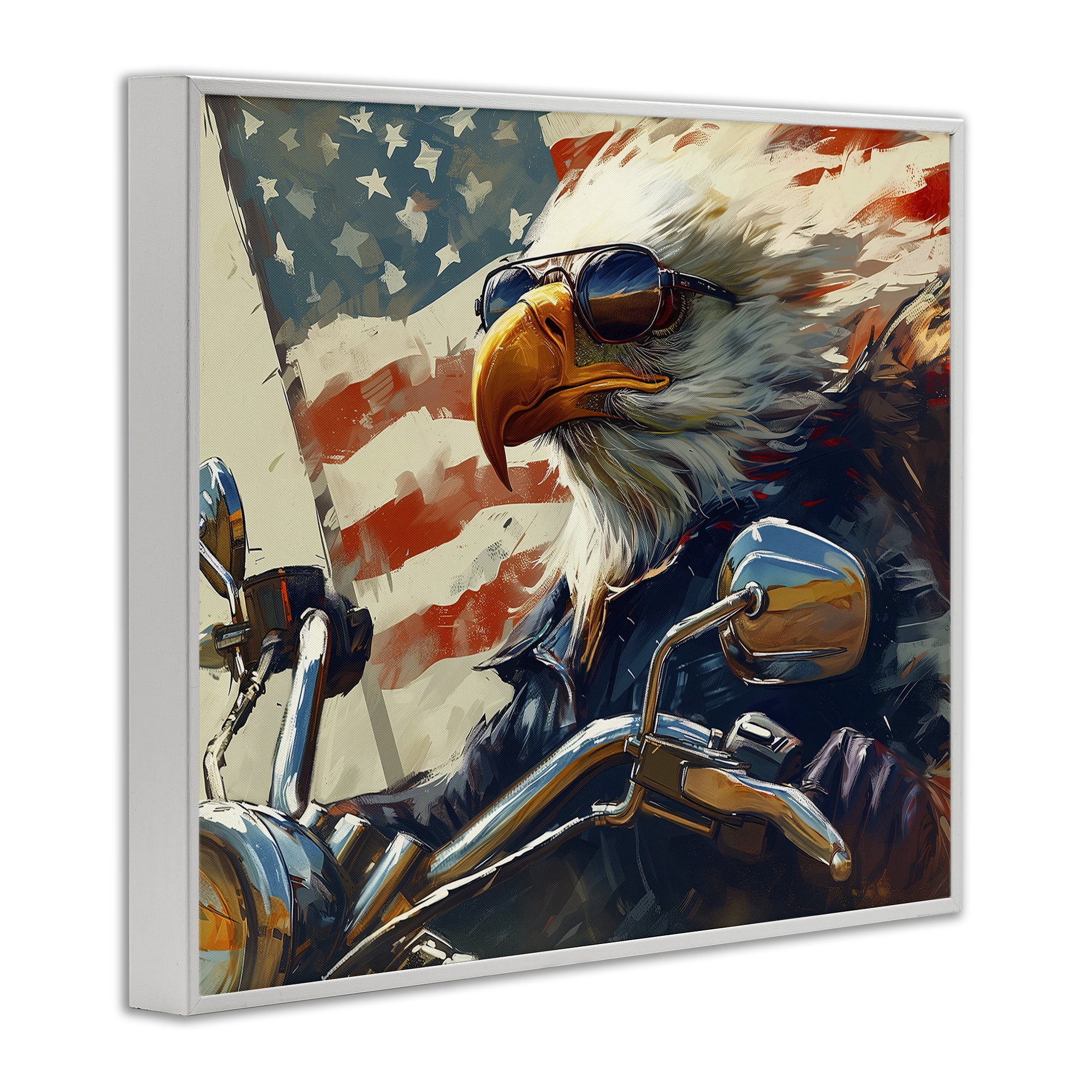 Stupell Industries Patriotic Bald Eagle Animals & Insects Painting White Framed Art Print Wall Art, 30 x 24