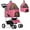 Hot Pink with White Polka Dots, variant on Magshion Foldable Dog Pet Stroller with Cup Holder, 4 Wheel (Navy Blue)