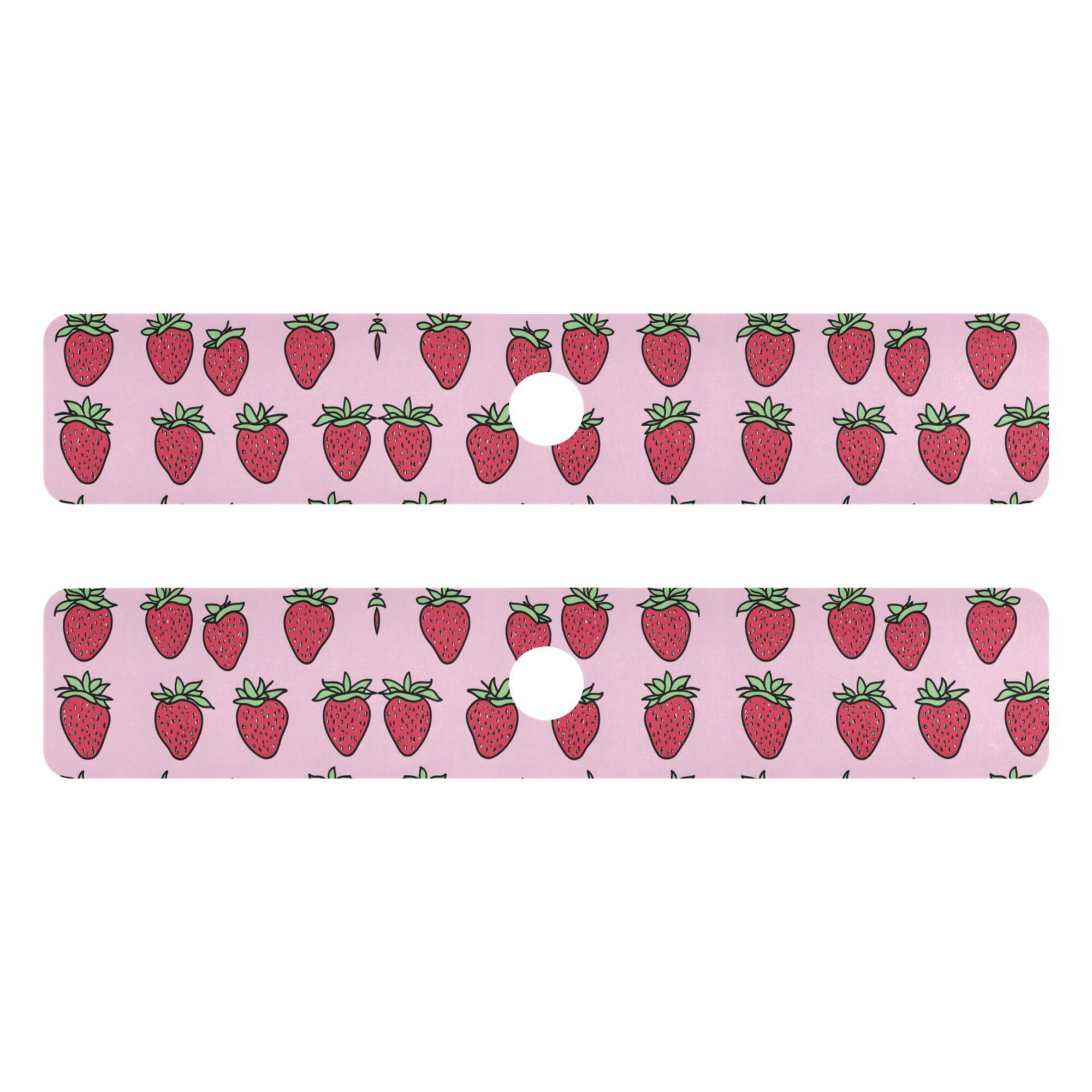 Yayeee Faucet Mat for Kitchen Sink 30" Diatomite Long Splash Guard Pad, Cartoon Strawberry, 2 Pack