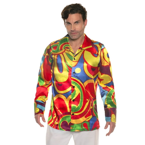 UNDERWRAPS Mens 60s Psychedelic Shirt - Mens Short Sleeve, Disco Outfit, Couples Matching Outfits, Hippie Shirts, Summer Casual, Beach Shir