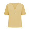 thumbnail image 4 of Tittly T Shirts for Women Tshirts Shirts Women's Fashionable Casual V Neck Short Sleeved Top T Shirt V Neck T Shirts Basic Tees Yellow 3XL, 4 of 5