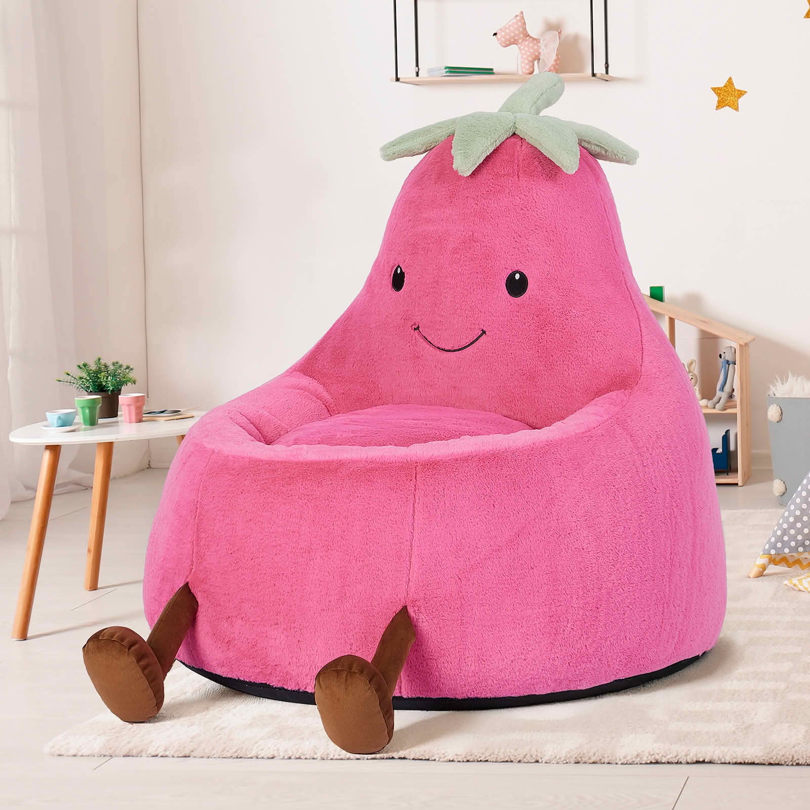 MAYEERTY Children's Bean Bag Chair Artificial Rabbit Fur Cover Filled Toddler Teen Sofa
