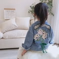 thumbnail image 2 of MEZZALL Girls Denim Jackets Long Sleeve Floral Embroidery Casual Fall Outerwear Cute Comfortable Loose Fit Kids Coats For Toddler To Age 9 Leisure Cartoon Clothing, 2 of 9