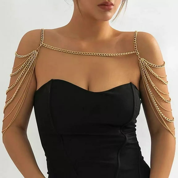 SmartBy Women Body Chain Multi-layered Tassel Shoulder Chain Date Night Nightclub Party Shoulder Jewelry Celebrity Performance Prop