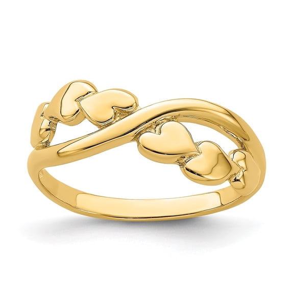 Auriga Fine Jewelry 14K Yellow Gold Polished w/ X Design Heart Band Size 7 for Women