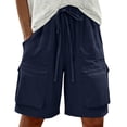 thumbnail image 6 of LYXSSBYX Women's Elastic Waist Cargo Shorts, Casual Loose Fit Quick Dry Hiking Shorts with Zipper Pockets, Solid Color Summer Outdoor Shorts, 6 of 6