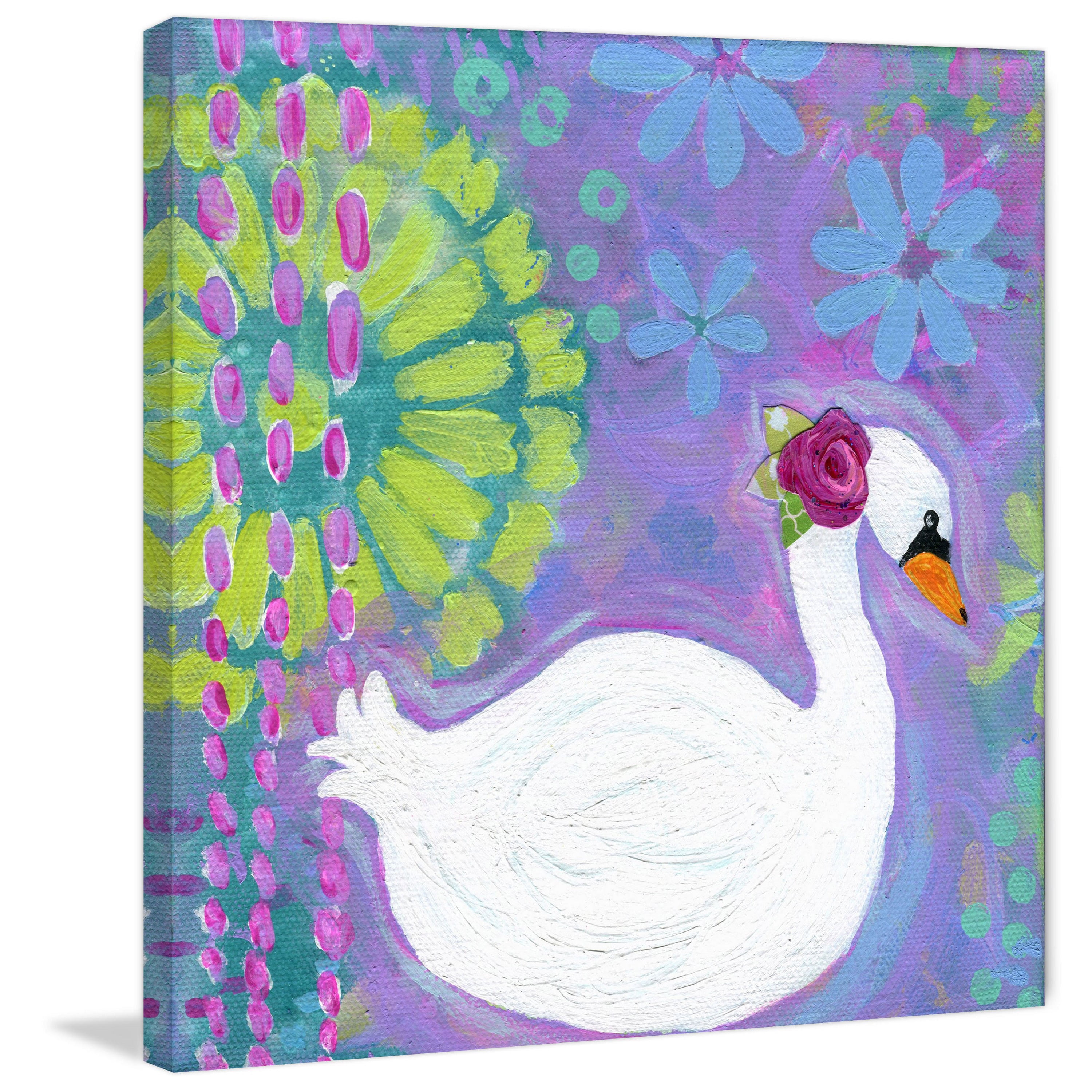 Marmont Hill "Swan 2" by Jill Lambert Painting Print on Wrapped Canvas