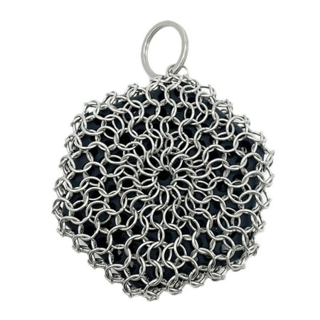 

Stainless Steel Chainmail Scrubber | Cast Iron Skillet Cleaner With Silicone Insert | Pot Scrubbing Net for Cleaning Castiron Pan Griddle Baking Pan Dishwasher Safe