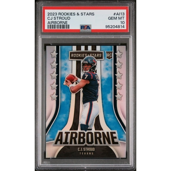 Graded 2023 Panini Rookies & Stars CJ Stroud #AI13 Airborne Rookie RC Football Card PSA 10 Gem Mint