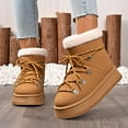 thumbnail image 2 of Rokment Platform Winter Combat Boots for Women Fashion Casual Plush Lined Warm Mid Calf Snow Ankle Booties in Cold Weather Khaki Size 6.5, 2 of 6