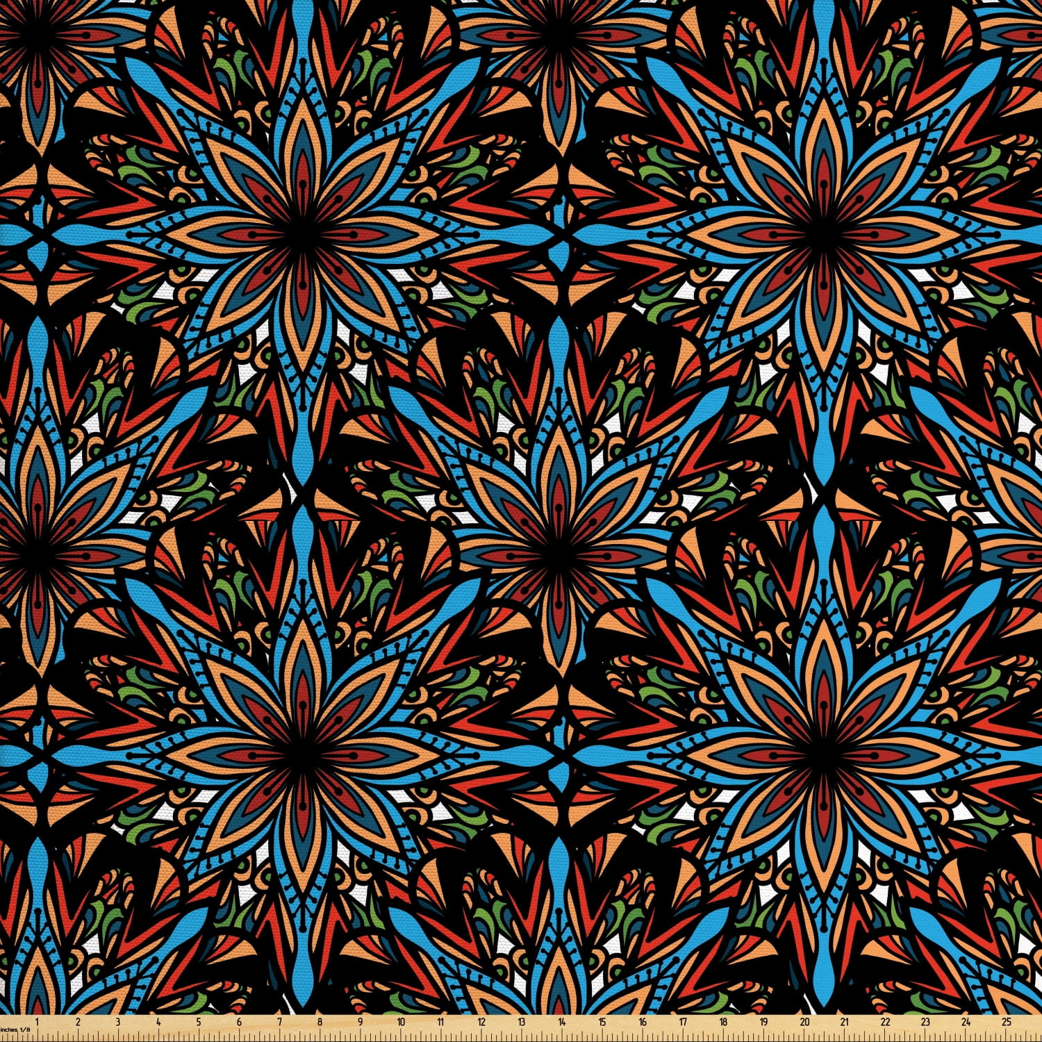 Abstract Floral Fabric by The Yard, Colorful Petal Forms Repetitive